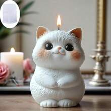 1pc Cute Cat Shaped Candle Making Silicone Mold, Handmade Scented Candle Mold, Creative Animal Design