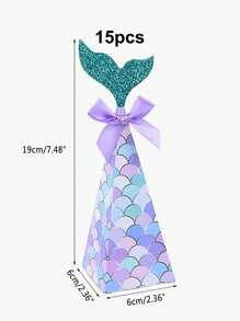 15-Piece Mermaid Tail Gift Boxes - Perfect For Halloween Candy Bags, Autumn Party Favors, Valentine's Day Celebrations!