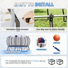 Recreational Outdoor Trampoline – 8FT To 16FT Sizes With Enclosure Net & Ladder, Quick Connect Frame, ASTM Certified - Blue - View 8