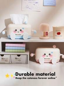 1pc Cute Kawaii Cartoon Tissue Box - Durabe Materia / Portable / Removable Cover Pink & Blue Desk Organizer For Girls Room, Kids Bedroom, Bathroom | Fun Home Decor Gift