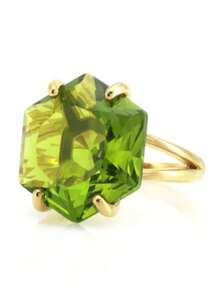 1pc Women's Elegant Green Cubic Zirconia Hexagon Ring, Suitable For Engagement, Valentine's Gift - 綠色 - 查看 3