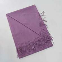 Stylish Casual Winter Scarf 230g With Fringes - 紫羅蘭色 - 查看 2