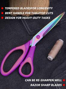 Household Tailor Scissors, Sewing Shears, Multi-Functional Handcraft Scissors, Office Scissors, Stainless Steel Titanium Plated Colorful Scissors, Hardened Sharp Blades, Ergonomic Design