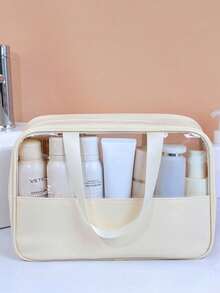 3pcs Set - 1 Waterproof Summer Travel Cosmetic Bag, Multi-Functional Makeup Organizer Bag, Portable Travel Storage Bag For Skincare, Cosmetics, Makeup Brushes, Eyeshadow Palette, Foundation, Lipstick, Jewelry, Bridesmaid Gift, Mother's Day Gift Beach Bag,Toiletry Bag Back To School - White - View 8