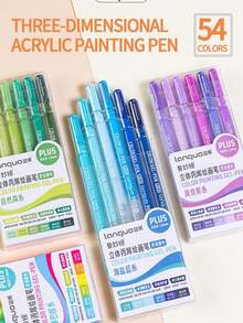 54 色 Stylo 凝胶笔套装透明笔杆圆珠笔勾线笔荧光笔 1.0 毫米适用于绘图、突出显示、学生笔记、制作手册、办公室使用、学校用品、返校