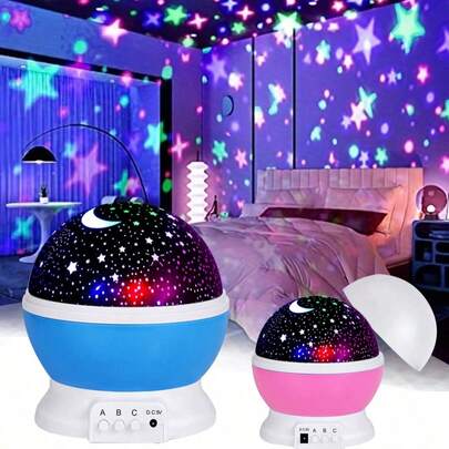 1 件 LED 星空装饰灯，儿童卧室投影灯，童话梦幻 7 色 LED 灯，多种可变灯光模式，便携式带 USB 线，360° 旋转月亮和星星投影灯，适用于卧室、派对装饰、女孩生日礼物、儿童和成人游戏/房间装饰