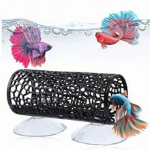 1pc Fish Habitat Tunnel Hollow Cave Aquarium Decor With Suctions, Safe Hiding Place For Small Fish & Shrimp, Toys For Betta, Guppies, Snails