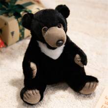 Juguete de peluche de oso negro y panda gigante de 23cm/9.05in realistas - Animales de peluche de calidad de museo con patas movibles, dúo de especies en peligro de extinción para decoración de vida silvestre y regalo de conservación, decoración especial de la habitación, regalo de cumpleaños para niños, regalo festivo