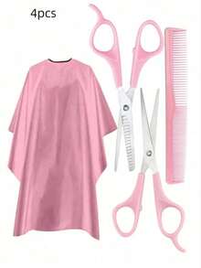 4 件套理发剪刀套装，6 英寸理发剪刀，理发、打薄、纹理美发工具，沙龙发型配件，返校、旅行度假必备品，女士发饰 - 彩色 - 查看 9
