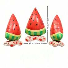 5pcs Summer Watermelon Theme Foil Balloon Set, Inflated Triangular Watermelon Can Stand, 3D Spherical Watermelon, Suitable For Summer Theme Party, Graduation Party, Birthday Party, Holiday Event Decoration