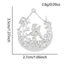 2pcs Fashionable 304 Stainless Steel Gold/Silver Plant & Flower Pattern Pendant, Vacuum Electroplated Durable Craft, Suitable For Necklace, Earrings, DIY Jewelry Making