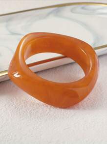 1pc Tie-Dyed Resin Square Geometric Coffee Color Asymmetrical Wide Colorful Vintage Bangle Bracelet, Women Jewelry For Daily And Evening Wear