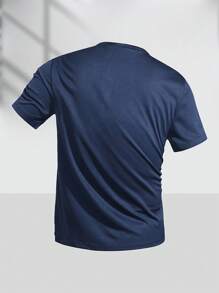 Men's Summer Casual Sports Short Sleeve T-Shirt, Fashion Quick-Dry Breathable Solid Color Slim Fit Henley