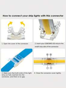 5Pcs/10Pcs 2-Pin L-Type COB/SMD LED Connector 8mm Strip To Strip Solderless Corner Connector For 2-Pin COB/SMD LED Strip Light