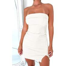 Local Shipping-2025 NEW  Womens Summer Sexy Mini Dress Bodycon Sleeveless Going Out Party - 白色 - 查看 2