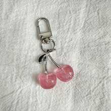 1 peça unissex brilhante simulado cereja chaveiro moda delicada 3D cereja bolsa pingente verão Y2K
