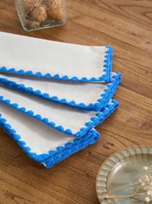 1/4/6/12 piezas Manteles individuales redondos con bordado de conchas marinas azules, decoración para el hogar y la cocina, manteles de mesa de comedor antideslizantes para tazas, vasos y platos para decoración de fiestas, cumpleaños y banquetes