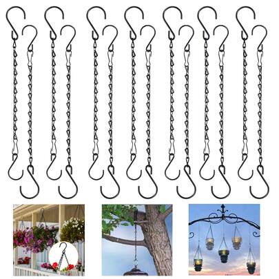 6/3pcs Hanging Chains With Hooks, Adjustable Plant Chain, Decorative Metal Hanging Basket Chain For Planter, Bird Feeder, Sign, Lanterns, Grow Lights Chain, Wind Chimes, Billboards, Chalkboards And Ornaments, Garden And Balcony Decorative Hook Set