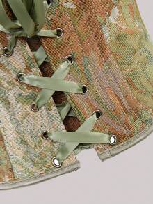 Plus Size Floral Tie Back Gorset Top Moda Damska Bez Ramiączek Top Eleganckie Seksowne Świąteczne Imprezowe Topy Na Oktoberfestin Monachium, Halloween, Boże Narodzenie