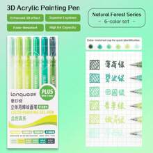6 Colors Languo Feutre Acrylique Paint Markers Pens Stationery Acrylic Gel Pen 1.0mm For Rock Ceramic Glass Wood Drawing Writing Art Supplies Back To School