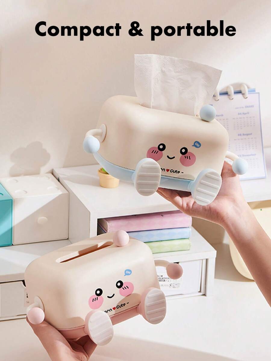 1pc Cute Kawaii Cartoon Tissue Box - Durabe Materia / Portable / Removable Cover Pink & Blue Desk Organizer For Girls Room, Kids Bedroom, Bathroom | Fun Home Decor Gift