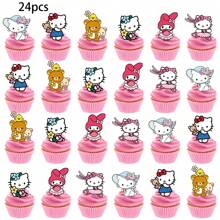 Sanrio Sanrio Hello Kitty Cupcake Toppers, Hello Kitty Birthday Decorations,Hello Kitty Theme Party Supplies