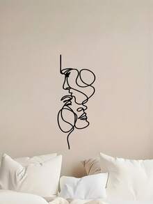 1 件黑色金属艺术脸部壁挂剪影墙饰，室内艺术装饰金属雕塑脸部剪影 - 黑色 - 查看 6