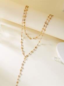 1pc Fashionable Zirconia Chain Y-Shaped Necklace, Suitable For Travel, Date, Party