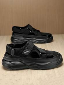 (Couples Style) Unisex Outdoor Sports Sandals, Thick Sole Casual Business Beach Shoes, Breathable Mesh, Adjustable Hook And Loop Strap, Size 36-45