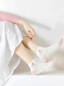 16双女士可爱卡通动物字母条纹透气短袜 - 彩色 - 查看 8