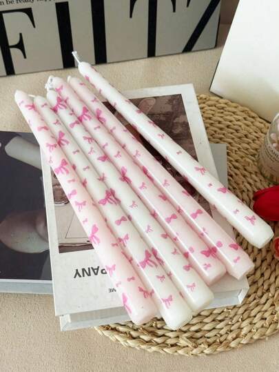 2 piezas de velas cónicas de 25 cm con estampado de lazo, juego de regalo de velas largas decoradas a mano de manera romántica y linda, apropiadas para decoración del hogar, cena a la luz de las velas, decoración de mesa, decoración de boda