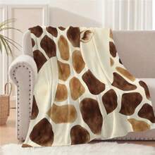 1pc-Giraffe Print Cozy Flannel Throw Blanket - Soft, Warm & Versatile For Couch, Bed, Office - Perfect Gift For Christmas, Birthdays, Easter, Valentine's Day, Seasonal Gift Blanket | Vintage Giraffe Pattern | Soft Flannel Fabric, Cute Blanket