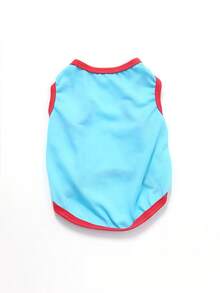 8 piezas Trajes de verano lindos para mascotas, chaleco tejido de poliéster transpirable, camiseta delgada con estampado de letras, adecuado para perros y gatos medianos y pequeños - Multicolor - Ver 9