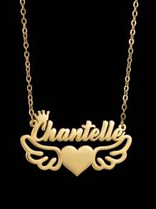 1 Pieza Personalizada Collar de Cadena con Símbolo de Corona, Cruz, Nombre, Corazón, Cruz de Acero Inoxidable, Corazón, Mariposa, Estrella, Mariposa, Símbolo de Infinito, Nombre Árabe, Joyería Personalizada para Exteriores, Playa, Letras de Cadena, Logotipo Firmado, Número Colgante Gargantilla