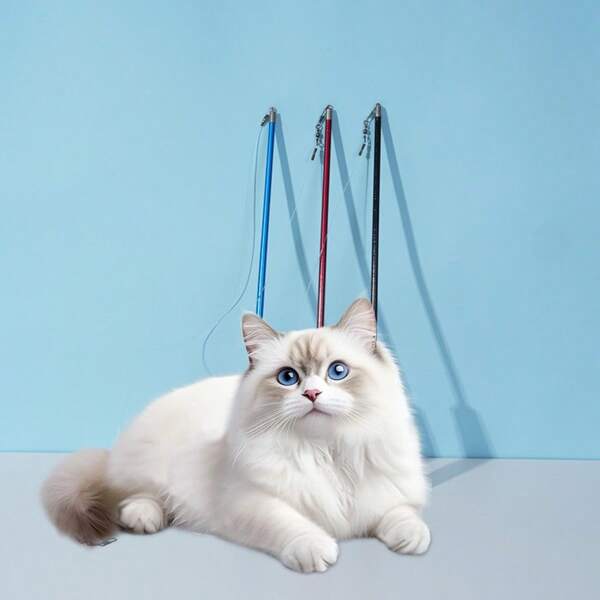 3-Section Telescopic Cat Wand Toy, Extendable Up To 1.7M, Various Thickness With Feather Attachment