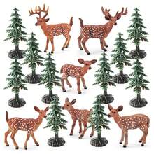 6pcs/16pcs Lifelike Reindeer Deer Animal Christmas Tree Ornament Model Set, Educational Toys, Home Decor, Tabletop Figurines, Holiday Gift