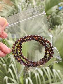 Natural Baltic Amber Beaded Layer Bracelet Or Necklace Million Years Gemstone Resin Fossilized Stone Indie Fashion Accessorize For Couple Nature Stone Gift