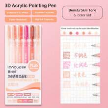 6 Colors Languo Feutre Acrylique Paint Markers Pens Stationery Acrylic Gel Pen 1.0mm For Rock Ceramic Glass Wood Drawing Writing Art Supplies Back To School