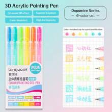 6 Colors Languo Feutre Acrylique Paint Markers Pens Stationery Acrylic Gel Pen 1.0mm For Rock Ceramic Glass Wood Drawing Writing Art Supplies Back To School