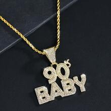 男士时尚 90 年代婴儿字母金色项链吊坠镶水钻适合男女嘻哈派对珠宝礼物 - 90baby - 查看 1