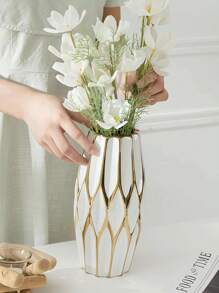 New Gold-Painted Ceramic Vase Flower Arrangement Modern Minimalist Dining Table Porch TV Cabinet Living Room Floral Ornaments Birthday Graduation Gift