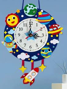 Reloj de fieltro DIY hecho a mano de material no tejido, reloj hecho a mano, reloj casero, colgante decorativo, herramienta de enseñanza para reconocimiento del tiempo