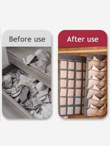 1 件双面内衣收纳袋，多功能内衣包装袋，悬挂式衣柜节省空间袋，双面悬挂式收纳袋，衣柜悬挂网袋袜子内衣收纳袋，悬挂式胸罩袜子收纳袋，节省空间的壁挂式衣柜收纳神器袋，适用于学校用品学校用品宿舍必需品衣服整理器衣橱整理和存储卧室 - 灰色 - 查看 6