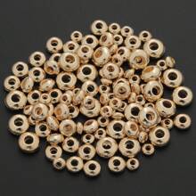 3mm/4mm/5mm Mixed Color Round Spacer Beads (Gold, Silver, KC Gold, White K), Smooth Alloy Spacer Beads For DIY Jewelry Making, Necklace Bracelet Earrings Pendant Charms