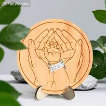 1 pieza Pulsera para recién nacido, ornamentos de madera redondos, signos para fiesta de revelación de género en el jardín o patio, adecuado para baby shower - Regalo personalizado para bebé, pulseras de recuerdo del embarazo, regalos del día del bebé para niños y niñas, regalos navideños para nuevos padres (con base de madera)