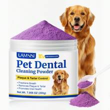 Poudre dentaire pour chiens - Poudre de nettoyage des dents pour chiens - Poudre dentaire pour chiens - Soins dentaires pour chiens - Poudre anti-plaque et anti-mauvaise haleine pour chiens - Fournitures de soins dentaires pour chiens de petite, moyenne et grande taille - 200 g / 7,055 oz