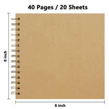 8x8 英寸 DIY 剪贴簿相册 20 张/40 页精装牛皮纸剪贴簿相册纪念册 适用于婚礼和周年纪念家庭节日礼物