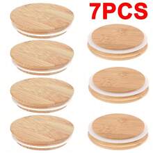 7pcs Reusable Airtight Glass Storage Lids For Gu Pot Jars Bamboo Lids For 8cm - 1 - View 4