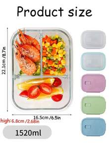 带盖半份食物储存容器，可微波加热的玻璃便当盒，适合返校、大学、学习、厨房整理和家庭使用的餐食准备容器，可保持食物新鲜和温暖 - 彩色 - 查看 10