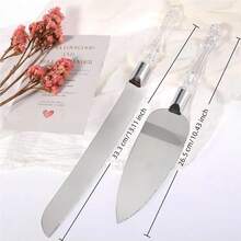 2-Piece Elegant Cake Cutting Set, Exquisite Server With Serrated Design, Includes Cake Cutting And Pie Spatula Pastry, Pizza And Desserts Wedding Birthday (Silver) - 1 - 查看 7